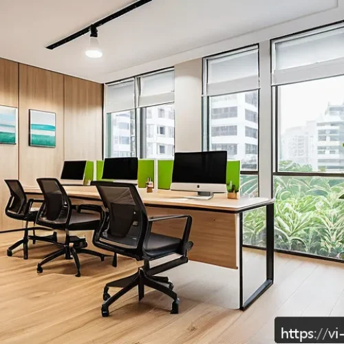 공간디자인의 예산 책정 기법 - A modern small office interior designed for a Vietnamese startup, featuring minimalist style with na...